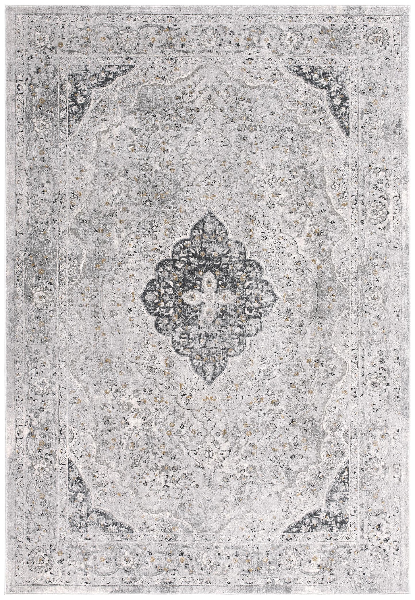 4' X 6' Grey Oriental Area Rug