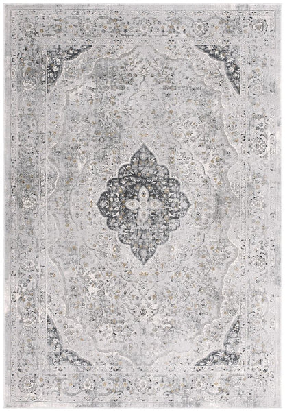 4' X 6' Grey Oriental Area Rug