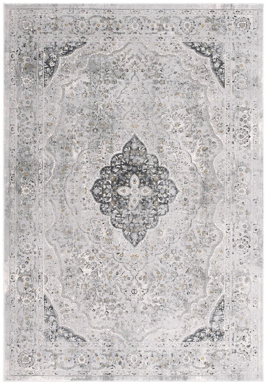7' X 10' Gray Distressed Decorative Area Rug