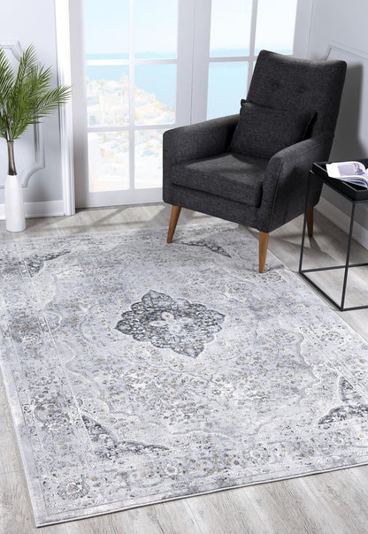 7' X 10' Gray Distressed Decorative Area Rug
