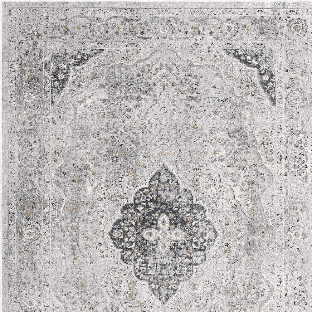 4' X 6' Grey Oriental Area Rug