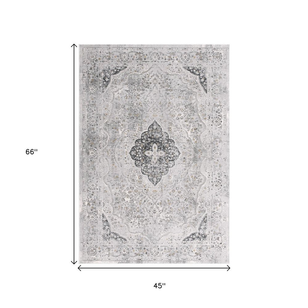 7' X 10' Gray Distressed Decorative Area Rug