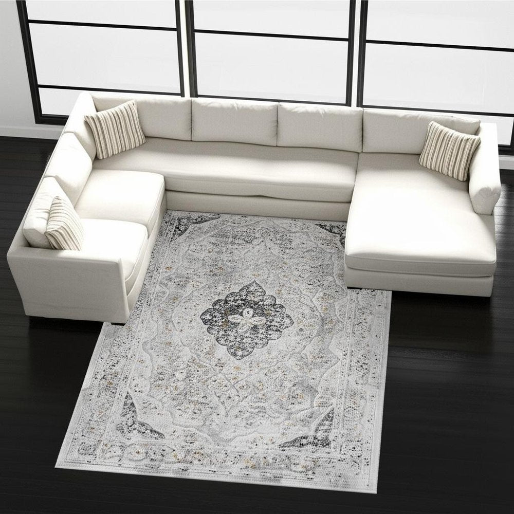 7' X 10' Gray Distressed Decorative Area Rug