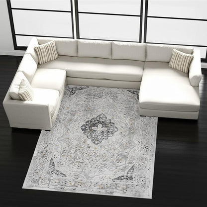 7' X 10' Gray Distressed Decorative Area Rug