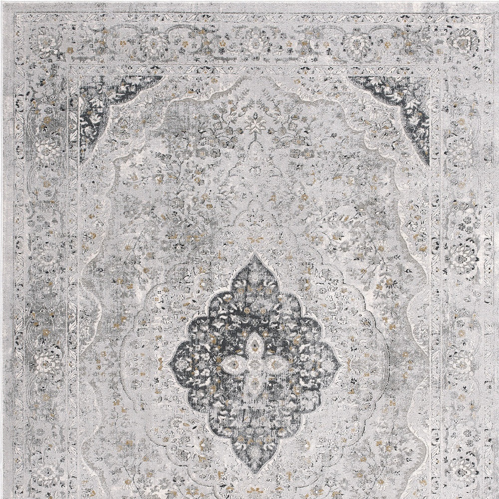 4' X 6' Grey Oriental Area Rug