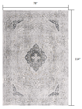 4' X 6' Grey Oriental Area Rug