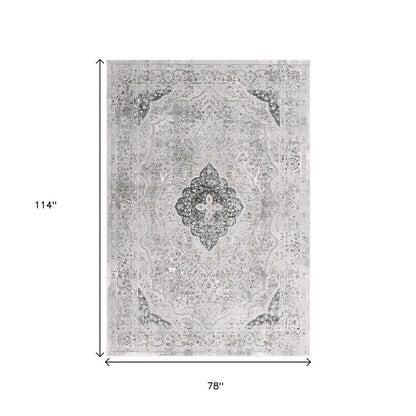 7' X 10' Gray Distressed Decorative Area Rug