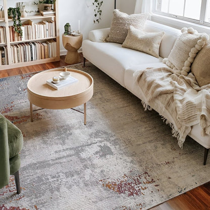 4' X 6' Gray And Ivory Modern Abstract Area Rug