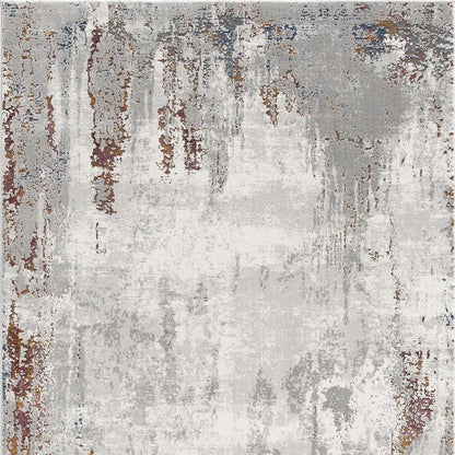4' X 6' Gray And Ivory Modern Abstract Area Rug