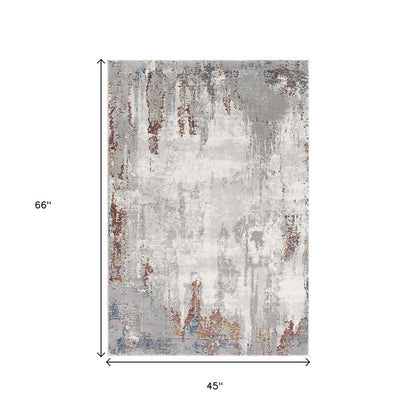 4' X 6' Gray And Ivory Modern Abstract Area Rug