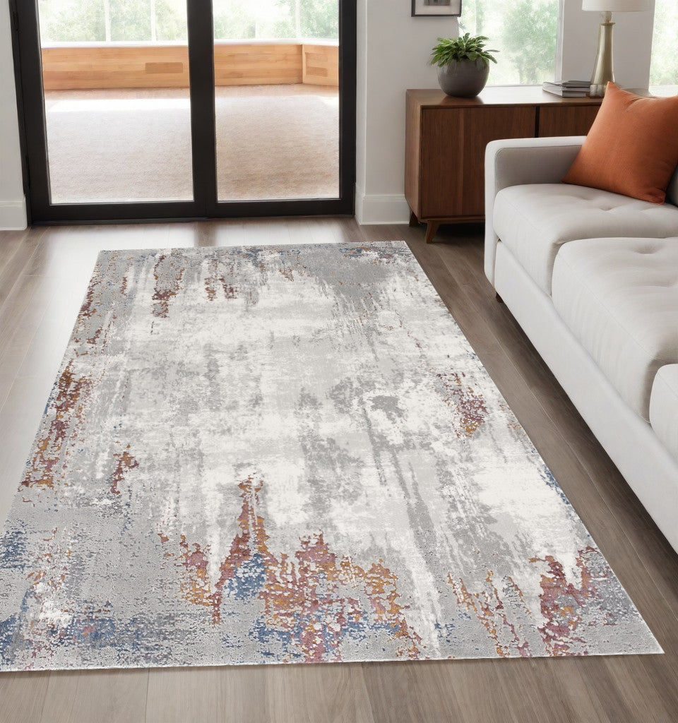 4’ X 6’ Gray And Ivory Modern Abstract Area Rug