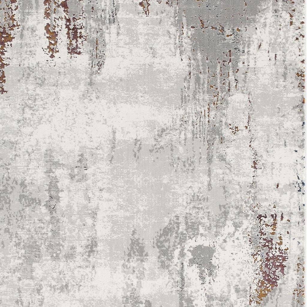 4' X 6' Gray And Ivory Modern Abstract Area Rug