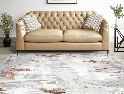 4' X 6' Gray And Ivory Modern Abstract Area Rug