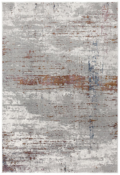 7' X 10' Gray And Brown Abstract Scraped Area Rug