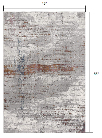 4' X 6' Gray And Brown Abstract Scraped Area Rug