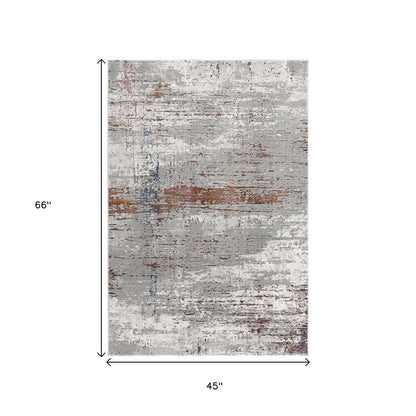 4' X 6' Gray And Brown Abstract Scraped Area Rug