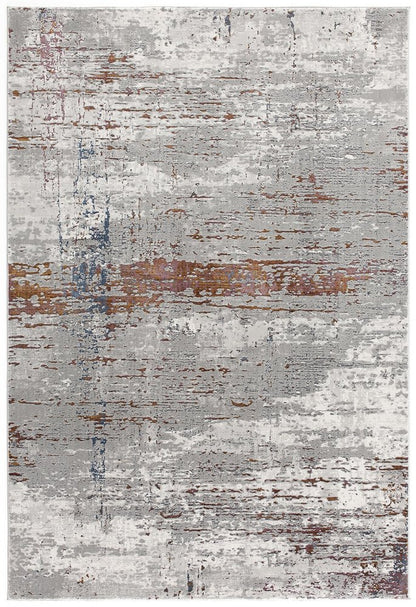 7' X 10' Gray And Brown Abstract Scraped Area Rug