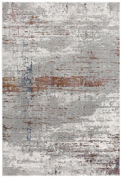5' X 8' Gray And Brown Abstract Scraped Area Rug