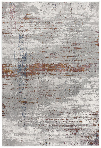 7' X 10' Gray And Brown Abstract Scraped Area Rug
