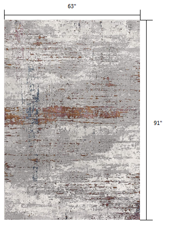 4' X 6' Gray And Brown Abstract Scraped Area Rug