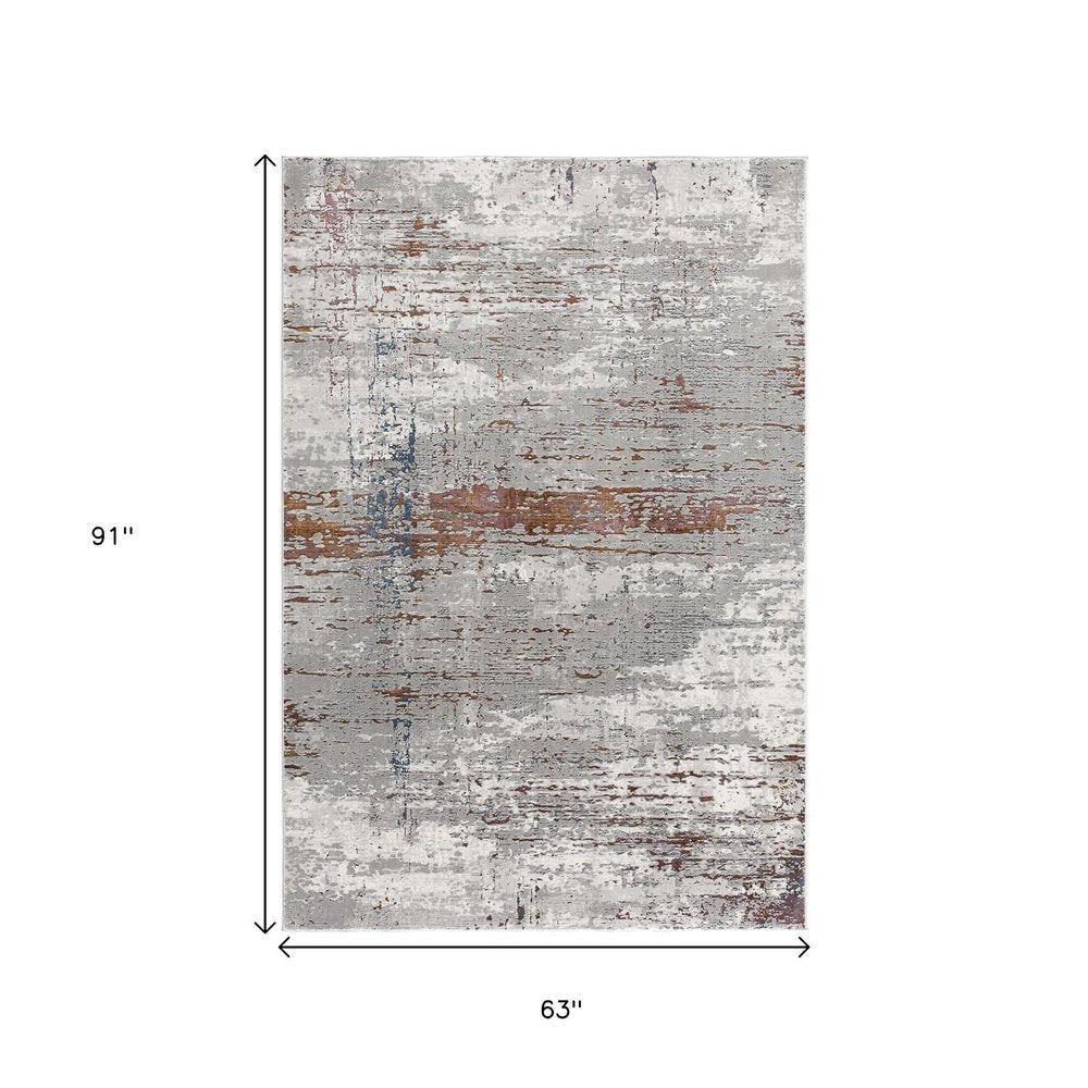 7' X 10' Gray And Brown Abstract Scraped Area Rug