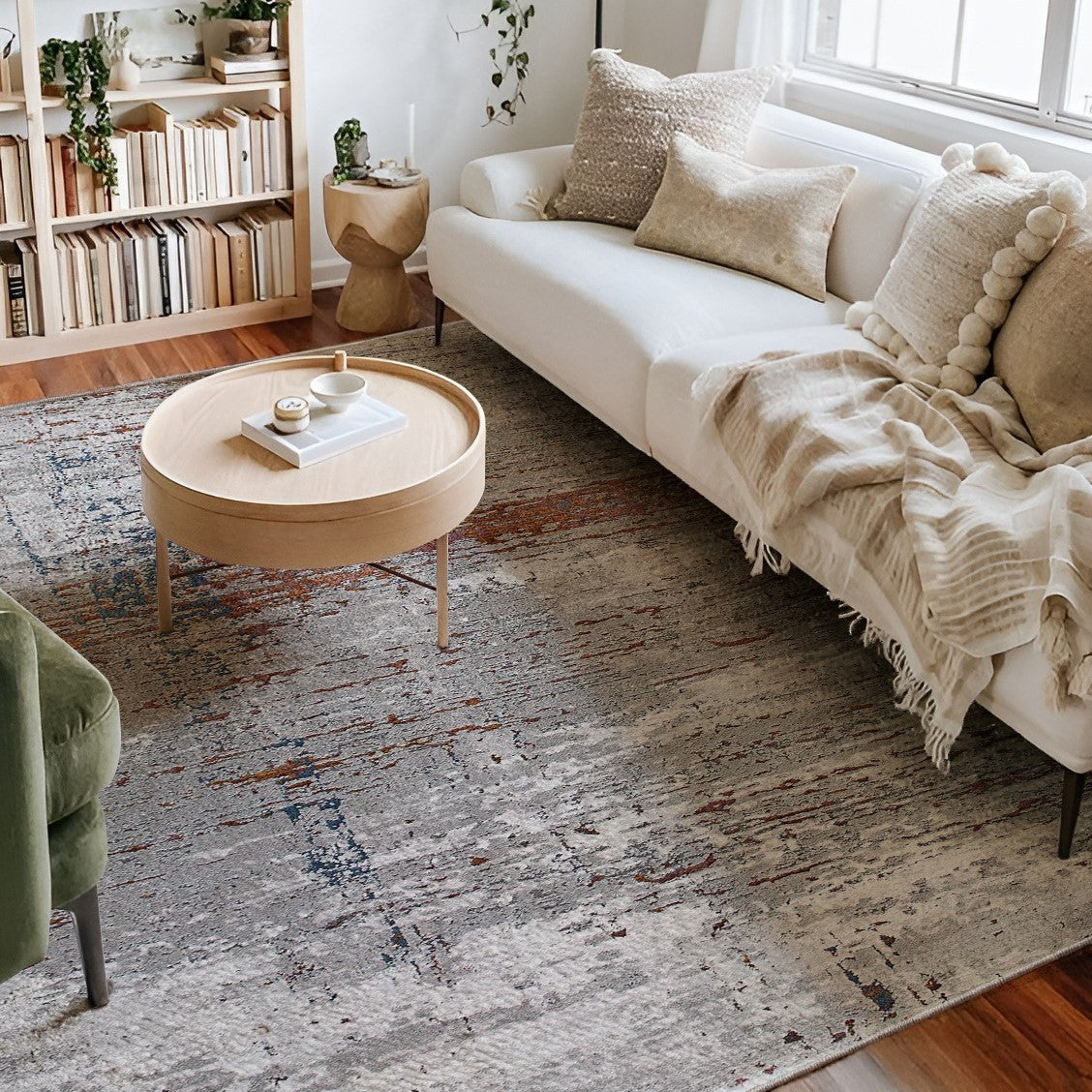 4' X 6' Gray And Brown Abstract Scraped Area Rug