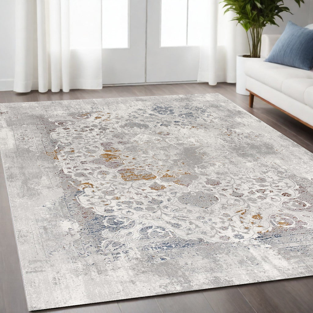 5” X 8” Gray Abstract Patterns Area Rug