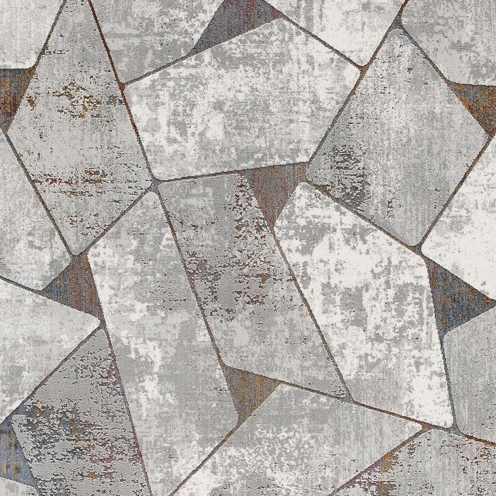 5' X 8' Grey Geometric Area Rug