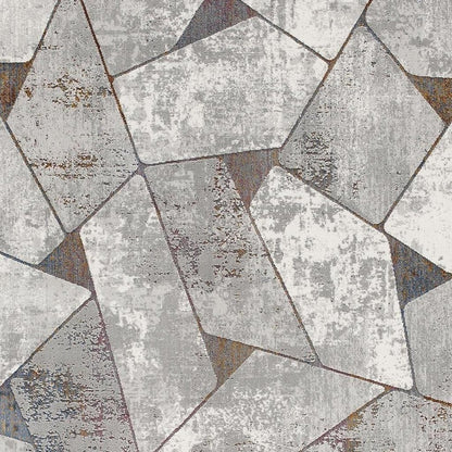 5' X 8' Grey Geometric Area Rug