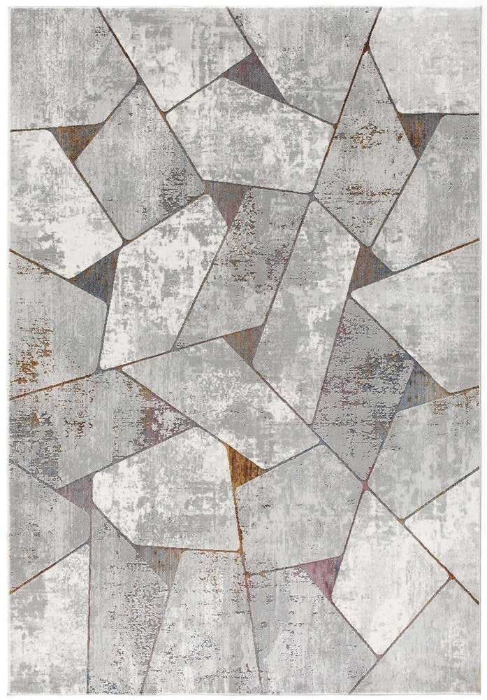 5' X 8' Grey Geometric Area Rug