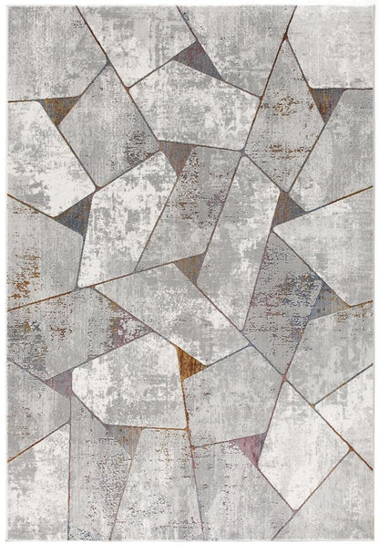 5' X 8' Grey Geometric Area Rug