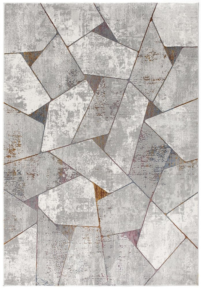 7' X 10' Grey Geometric Area Rug