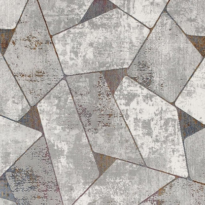 5' X 8' Grey Geometric Area Rug