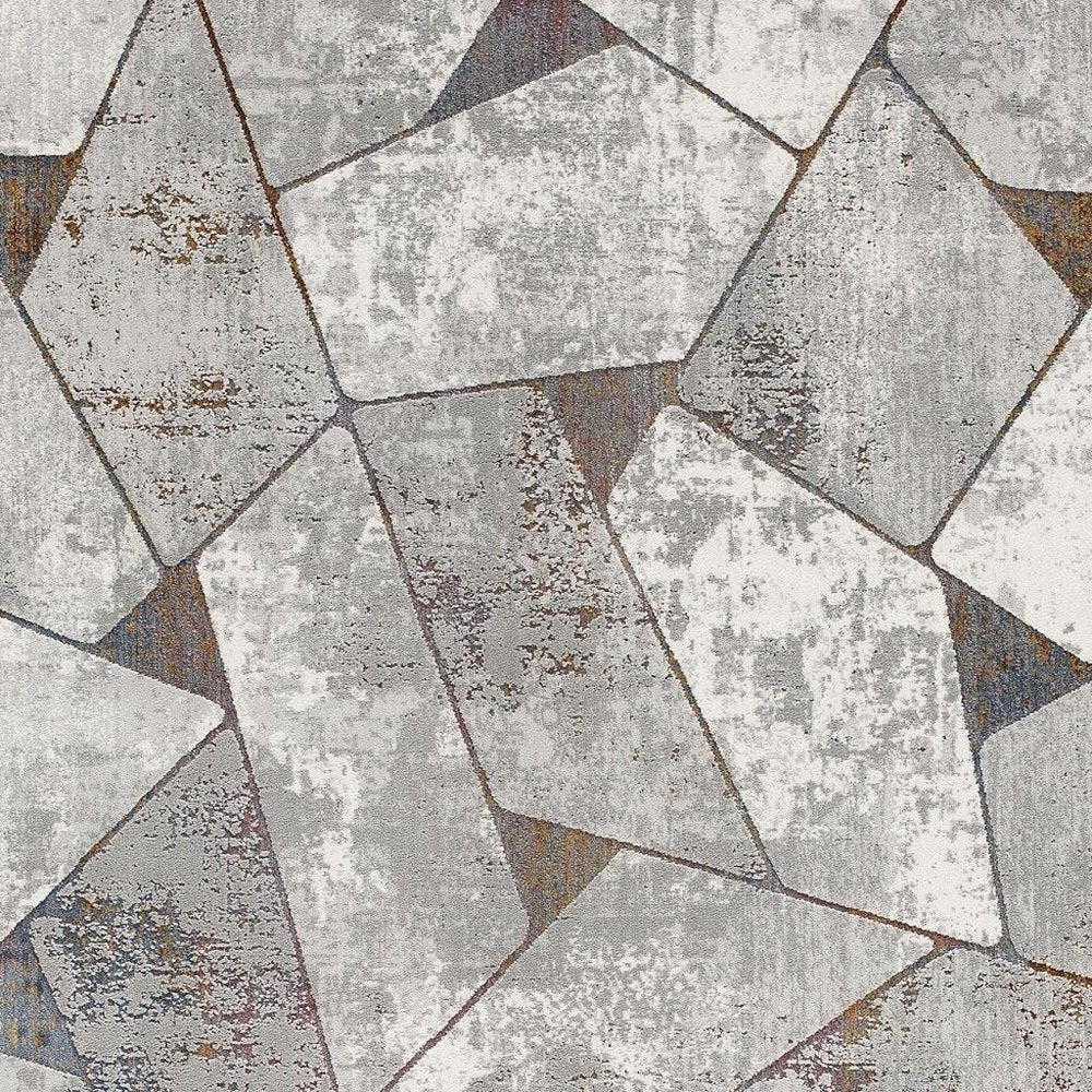 5' X 8' Grey Geometric Area Rug
