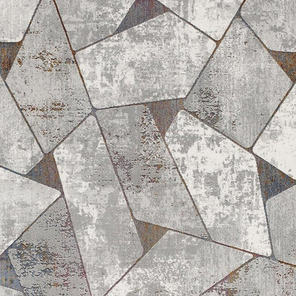 5' X 8' Grey Geometric Area Rug