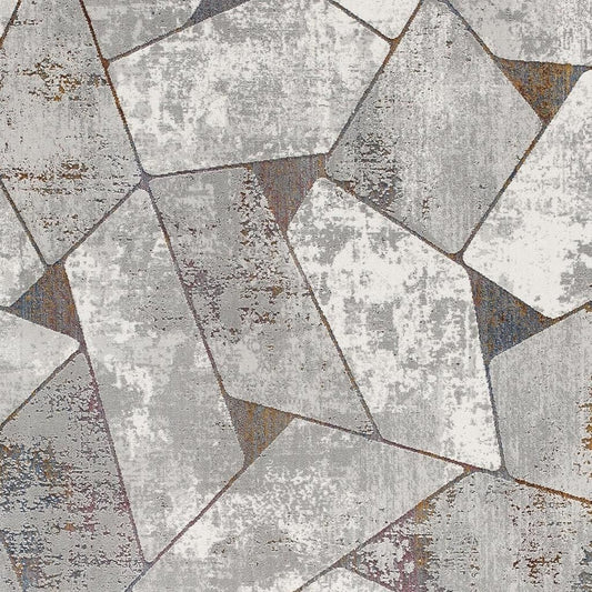 7' X 10' Grey Geometric Area Rug