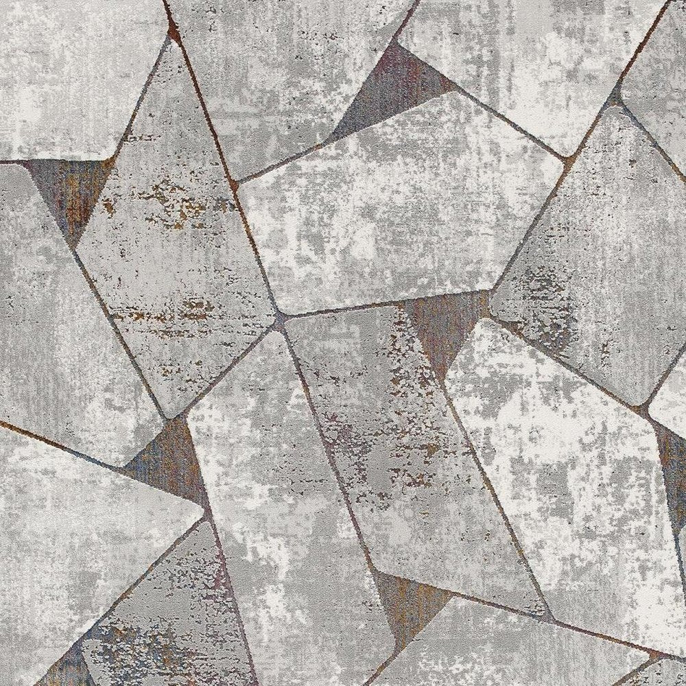 5' X 8' Grey Geometric Area Rug