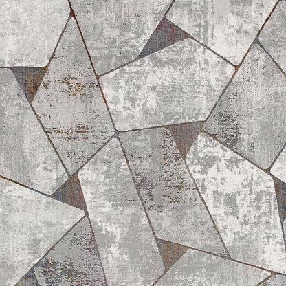 5' X 8' Grey Geometric Area Rug