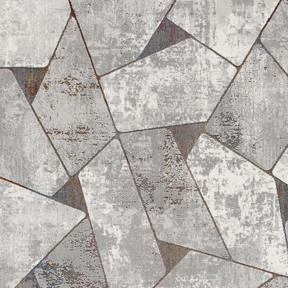 7' X 10' Grey Geometric Area Rug