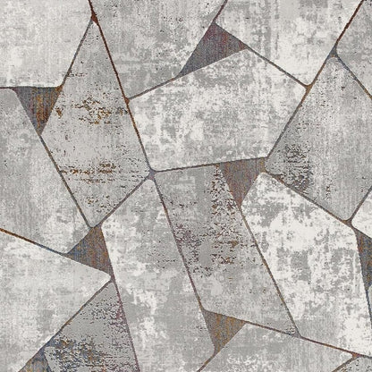 7' X 10' Grey Geometric Area Rug