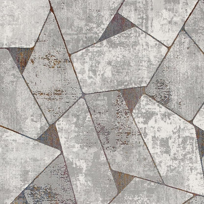 7' X 10' Grey Geometric Area Rug