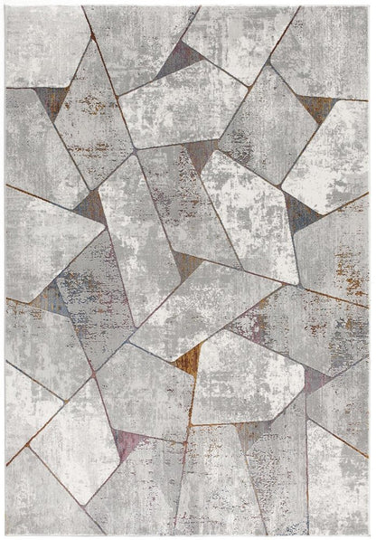 5' X 8' Grey Geometric Area Rug
