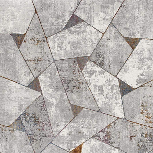 7' X 10' Grey Geometric Area Rug