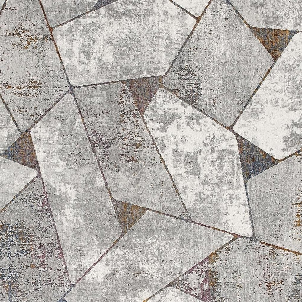 7' X 10' Grey Geometric Area Rug