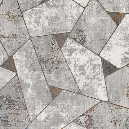 7' X 10' Grey Geometric Area Rug