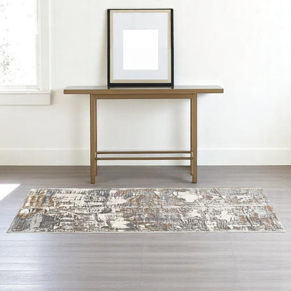 4' X 6' Beige And Gray Distressed Area Rug