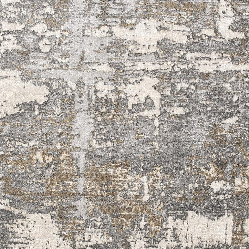 7' X 10' Beige And Gray Distressed Area Rug