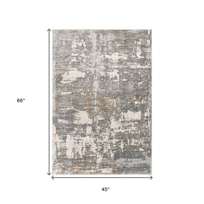 7' X 10' Beige And Gray Distressed Area Rug