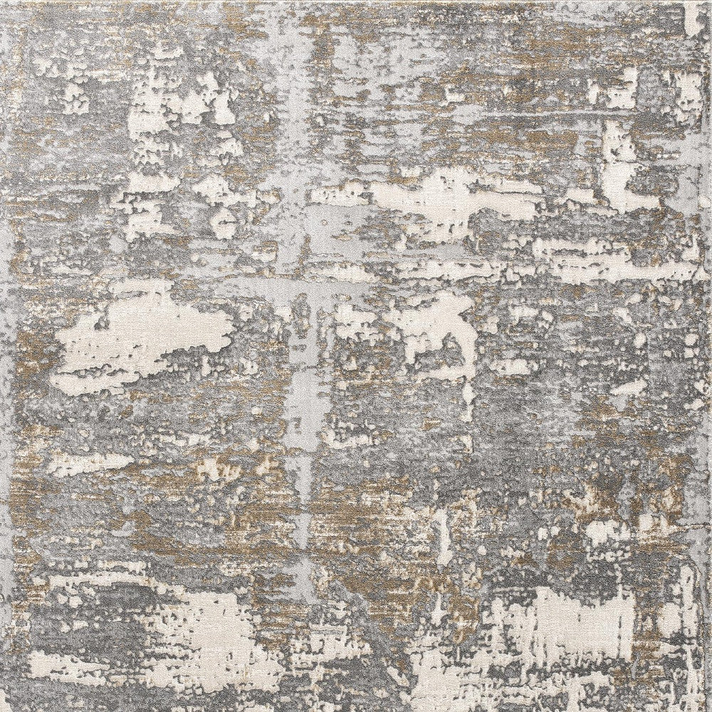 5' X 8' Beige And Gray Distressed Area Rug