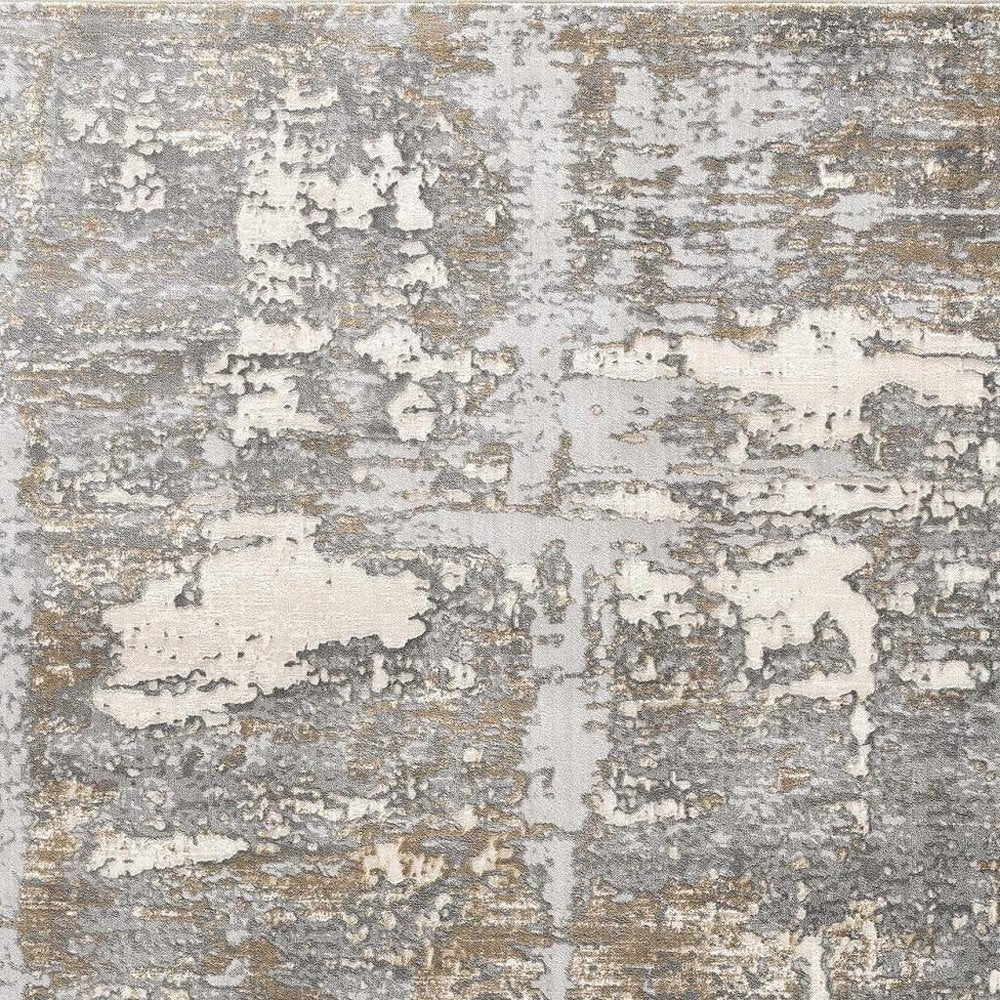 7' X 10' Beige And Gray Distressed Area Rug
